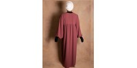 Structured old pink puff-sleeve abaya